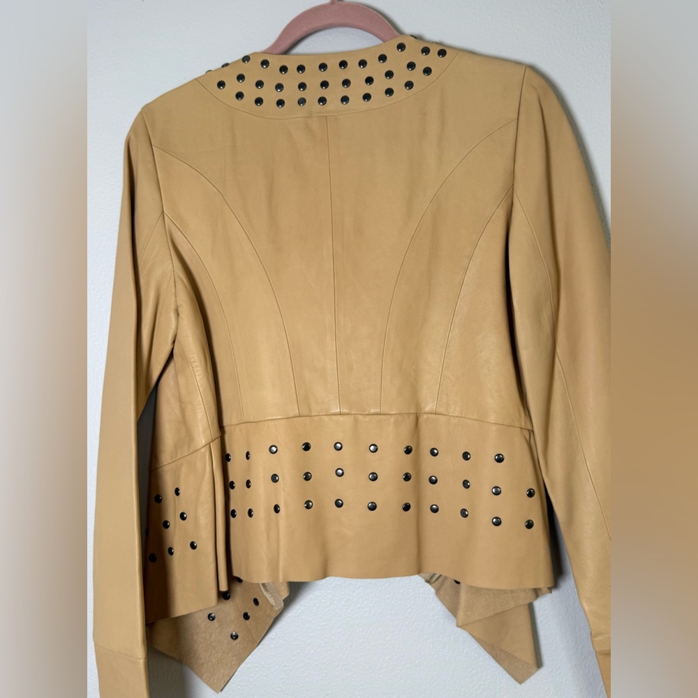 Cache Tan Leather Jacket With Studs - image 4